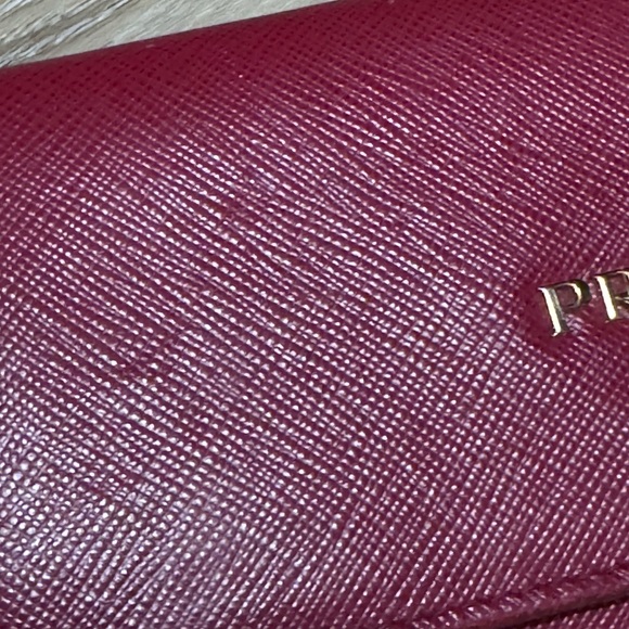 Prada Saffiano Leather Wallet On Chain Fuoco Red Gold Hardware Crossbody 1MH132 - Picture 6 of 16